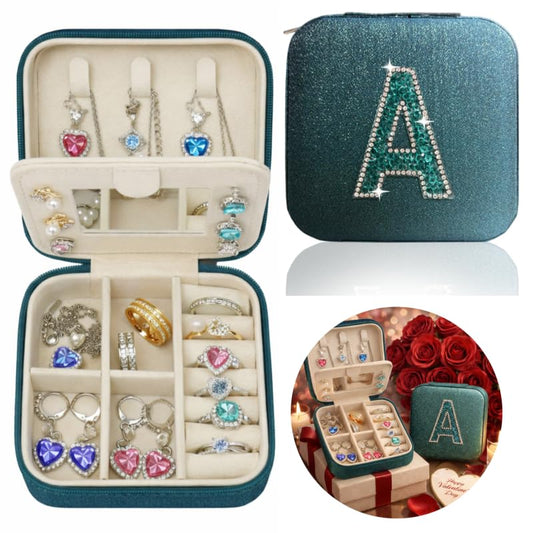Mothers Day Gift Travel Jewelry Case for Women, Large Jewelry Organizer with Straps, Secure Storage, Better Organization, Gift for Bridesmaid, Daughter, Granddaughter - color: Emerald Grn A