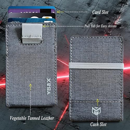 RFID Minimalist Slim Wallet for Men and Women, Holds Up to 12 Cards, Cash, Key Thin and Lightweight Credit Card Holder (Grey Microfiber – Arctic Edition) - color: Grey Microfiber – Arctic Edition