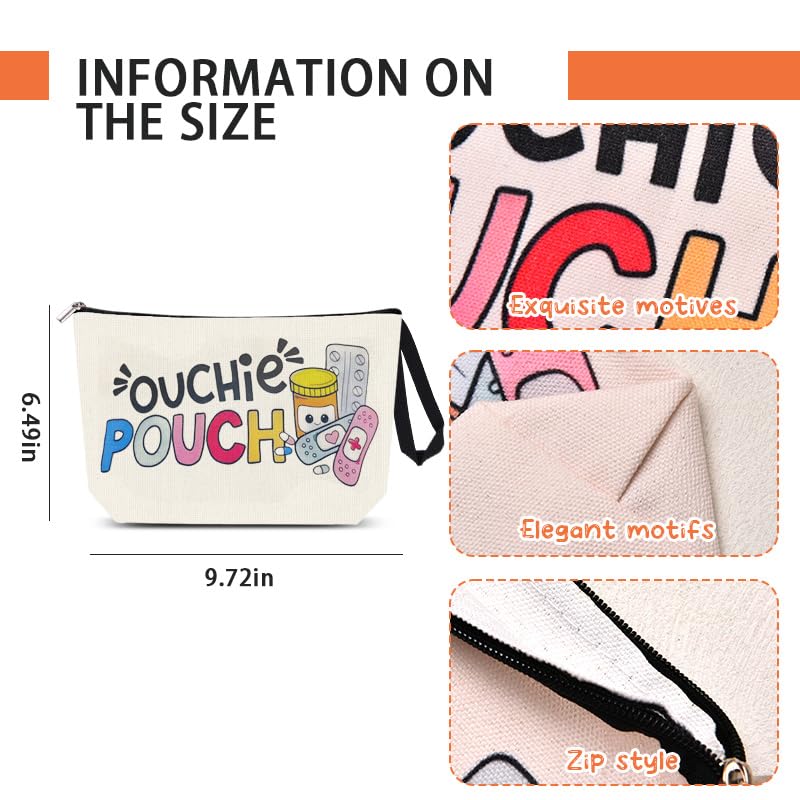 The Ouch Pouch Medicine First Aid Bag for Travel Camping Toiletry Bags with Zipper First Aid Kit Meds Storage Bag Funny Ouchie Pouch for Daughter Friend Birthday Christmas Gifts for Women Men - style: Ouchie Pouch