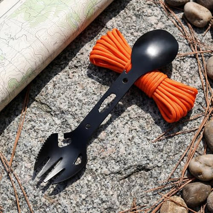 12pcs Multifunctional Camping Spork Fork, Portable Camping Flatware Set with Can Opener for Outdoor Hiking and Picnic