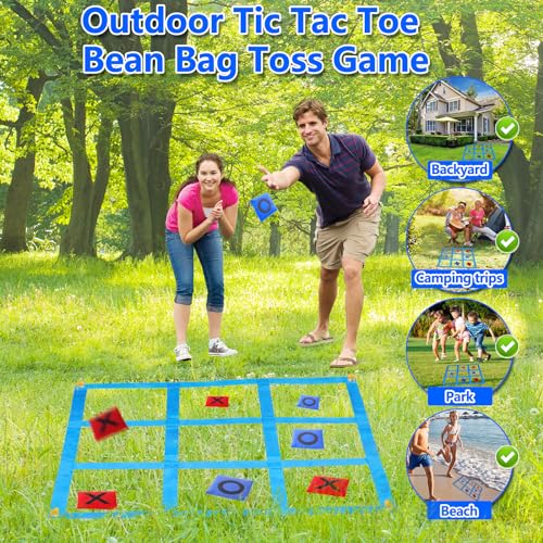 CWLAKON Outdoor Giant Tic Tac Toe Bean Bag Toss Games for Kids Adults Family, Large Outside Lawn Yard Backyard Carnival Field Day Game, Birthday Party Family Reunion Games Playground Fitness Equipment - style: Classic