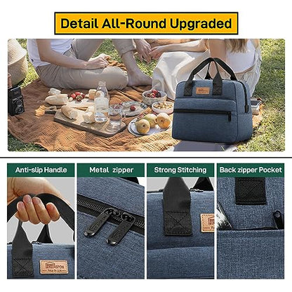 HOMESPON Insulated Lunch Bag for Women Men Lunch Box Cooler Lunch Tote for Work Picnic (Navy) - color: Navy
