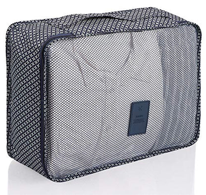 Mossio 7 Set Packing Cubes with Shoe Bag - Travel Carry On Luggage Organizer - color: Navy Star