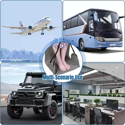 Portable Airplane Foot Hammock, Hardened Plastic Plate at The Bottom, Height Adjustable Feet Rest for Plane Travel, Office, Desk, Bus, Train, Long Trip (Gray)