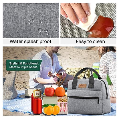 HOMESPON Insulated Lunch Bag for Women Men Lunch Box Cooler Lunch Tote for Work Picnic (Grey) - color: Gray
