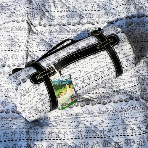 80x80” Double Thickened Picnic Blankets(150g High Density Cotton Stuffed) White Fish Pattern Outdoor Picnic Mat Portable Picnic Blanket Foldable with Leather Carry Strap Beach Blanket - color: White Fish, size: 80"x80"