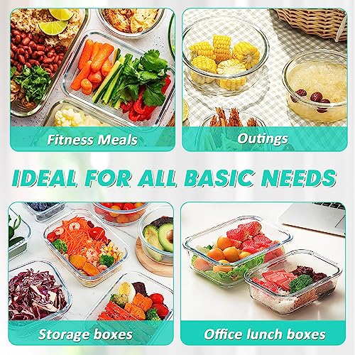 VERONES 12 Packs Glass Food Storage Containers Set, Airtight Glass Lunch Containers, Glass Meal Prep Containers with Lids,Exclusive of BPA, for Microwave, Oven, Freezer & Dishwasher Friendly,Green - color: Green
