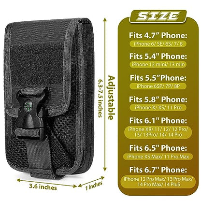SOWHUP Tactical Molle Pouch Cell Phone Pouch Holster Small Utility EDC Pouch Gadget Organizer Bag - color: Black3