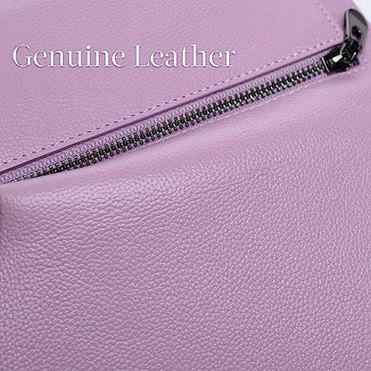 Bveyzi Ultra Slim Thin Leather RFID Blocking Credit Card Holder Bifold Clutch Wallets for Women - color: Light Purple