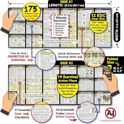 Tiny Survival Guide – Micro EDC Emergency Preparedness Pocket Handbook for Camping, Hiking, Bushcraft, SAS & First Aid – Fits Wallet, Bug Out Bag or Glove Box - style: 1 Survival Guide & 1 Survival Card