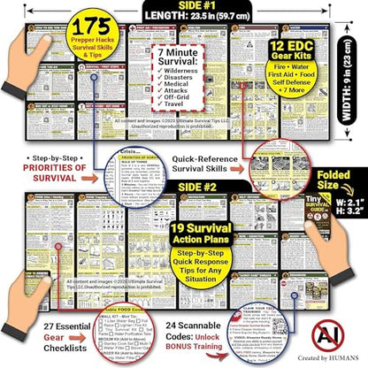 Tiny Survival Guide – Micro EDC Emergency Preparedness Pocket Handbook for Camping, Hiking, Bushcraft, SAS & First Aid – Fits Wallet, Bug Out Bag or Glove Box - style: 1 Survival Guide & 1 Survival Card