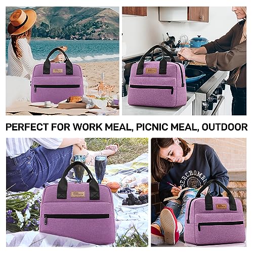 HOMESPON Insulated Lunch Bag for Women Men Lunch Box Cooler Lunch Tote for Work Picnic (Purple) - color: Purple