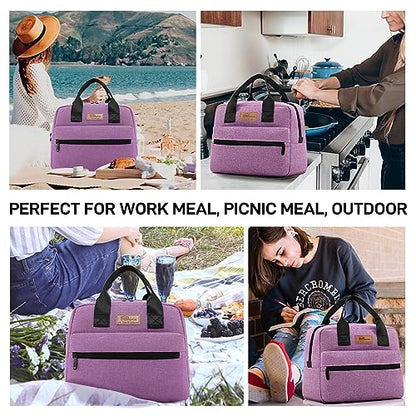 HOMESPON Insulated Lunch Bag for Women Men Lunch Box Cooler Lunch Tote for Work Picnic (Purple) - color: Purple