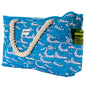 Beach Bag and Pool Bag Has Cooler Pocket, 7 Pockets Total, Zip Top. Family Size Waterproof Beach Tote - color: Ocean Waves
