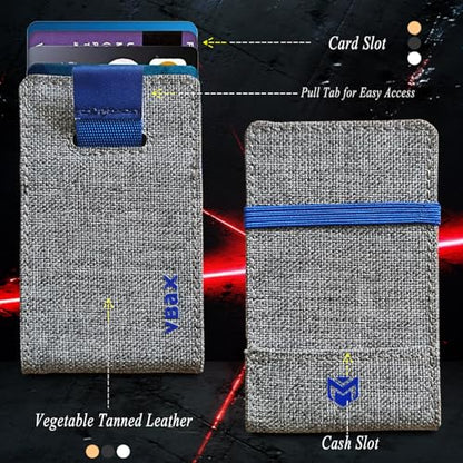 RFID Minimalist Slim Wallet for Men and Women, Holds Up to 12 Cards, Cash, Key Thin and Lightweight Credit Card Holder (Grey Canvas – Azure Edition) - color: Grey Canvas – Azure Edition
