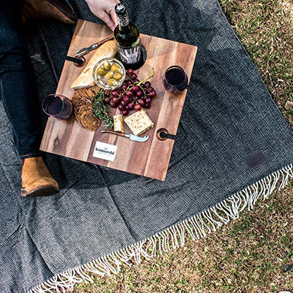 Komorebi Extra Large Picnic Blanket - 78” x 59” – Waterproof Outdoor Blanket, Foldable & Portable Sandproof Beach Blanket – Grey Travel Mat with Faux Wool & Carry Handle - color: Grey