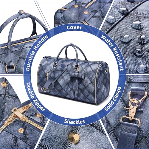 Convertible Garment Duffel Bag for Travel, 2-in-1 Foldable Travel Bag with Shoe Compartment, 20.5x10x12.5Inch Carry On Weekender Bags for Men Women Business Trip, Vacation, Graduation, Blue - color: Sapphire