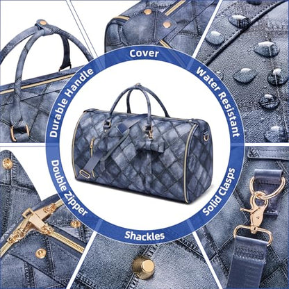 Convertible Garment Duffel Bag for Travel, 2-in-1 Foldable Travel Bag with Shoe Compartment, 20.5x10x12.5Inch Carry On Weekender Bags for Men Women Business Trip, Vacation, Graduation, Blue - color: Sapphire