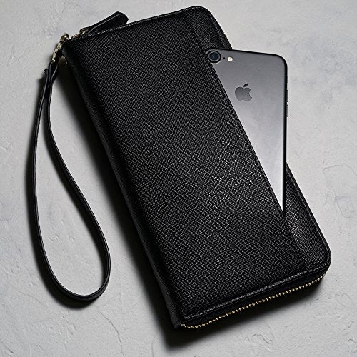 Travel Document Organizer - RFID Passport Wallet Case Family Holder Id Wristlet - color: Family Black