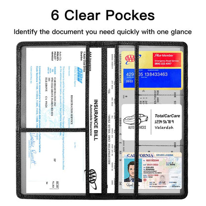 Valardoh Premium Car Registration and Insurance Card Holder, Car Document Holder for Cards, Driver License & other Essential Documents (Black) - color: Black