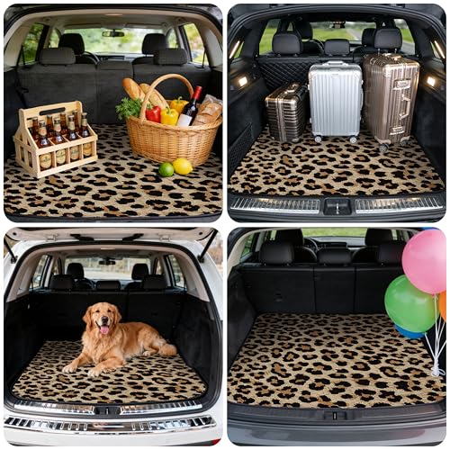 Car Trunk Mat - Universal Size 29" x 39", Leopard Print Pattern Cargo Liner, Car Accessory for SUVs/Sedan/Wagons, Durable Protective Mat, Trunk Liner for Families/Travel Enthusiasts - style: Leopard Print-4