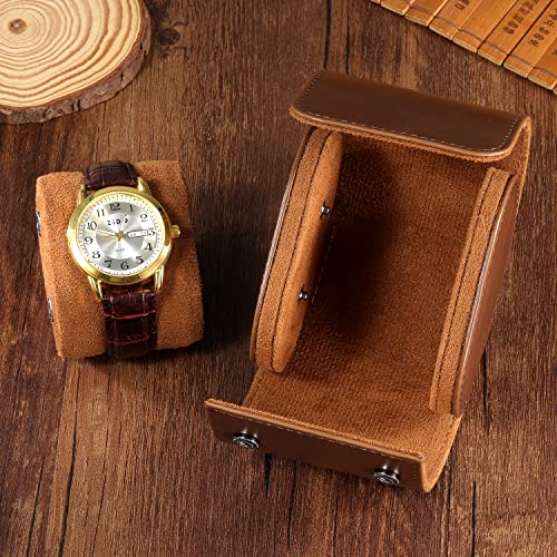 ROSELLE Single Watch Case for Men and Women with Suede Lining - Watch Roll Travel Case - Storage Organizer and Display(Brown-1) - color: Brown-1
