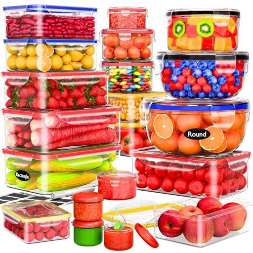 40 Pcs Food Storage Containers with Lids Airtight- Plastic Meal Prep Container for Pantry Kitchen Organization, Microwave, Dishwasher, Freezer Safe -100% Leak Proof (20 Stackable Boxes-20 Lids) - color: 40Pcs