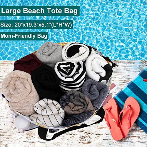 JIANYA Beach Bag Women Waterproof Sandproof Beach Tote Bags with Cooler Top Zipper Large Totes for Pool Travel Daily - color: Bubble Sea Turtle