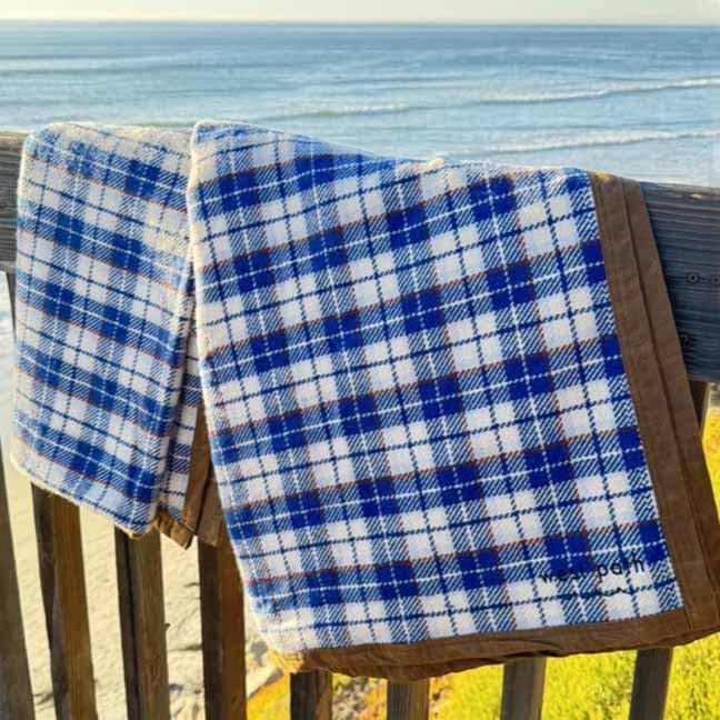 WP West Path Waxed Canvas Wool Camping Blanket & Bedroll – Waterproof Canvas Blanket, Oilskin Outdoor Blanket, Camp Blanket, Bushcraft Ground Cloth (Blue/White, Regular) - color: Blue/White, size: Regular