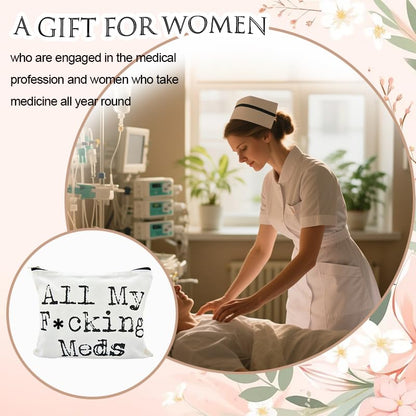 YangQian All My Fuckin Meds Bag for Women Medicine Gifts for Nurse Practitioner Patient Funny Med Bags Organizer Pouch Medicine Canvas Bag with Zipper - color: All My Fucking Meds Style1