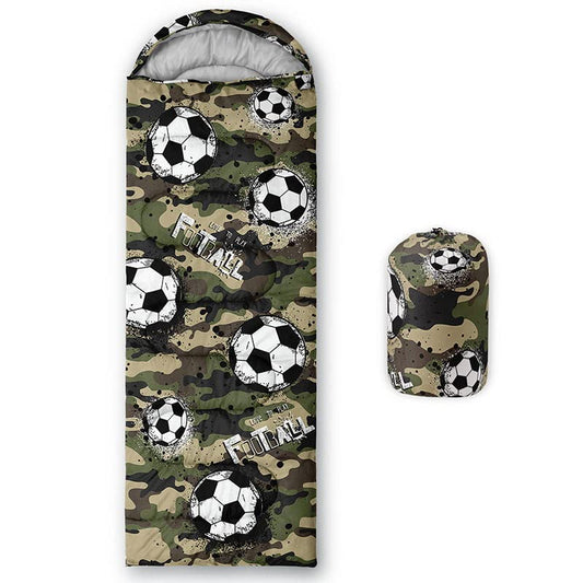 Sleeping Bag for Kids Adults,Brown Giraffe Fur Pattern-Lightweight Warm Portable Outdoor Indoor-Waterproof Cold Weather Resistant Sleeping Bag for Camping Hiking - color: Soccer