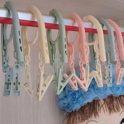12 Pcs Foldable Travel Hangers with Clips, Plastic Hanger Folding Clothes Hangers Space Saving Clothes Hangers - Coat Hangers for Cruise Business Trip Travel - color: Light Color 12pcs With Clip