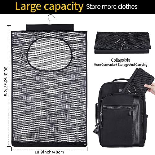 Breathable Mesh Laundry Hamper, Bringing Hooks Foldable Hanging Shower Caddy, Fast Drying Portable Space Saving Storage Bag, Applied to College Dorm Rooms, Gym, Swimming and RV Travel (Black) - color: Black