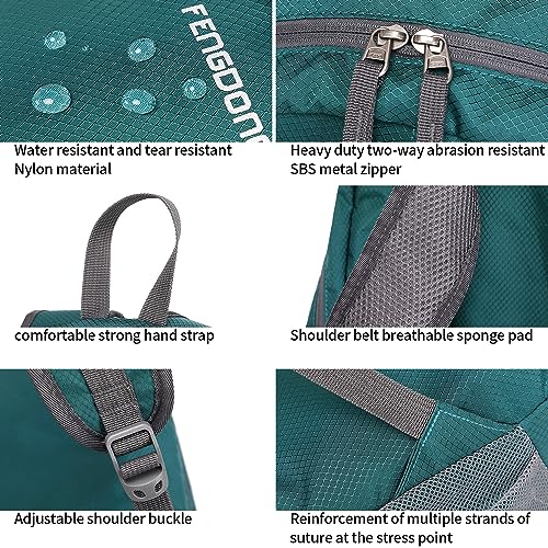 FENGDONG 35L Lightweight Foldable Waterproof Packable Travel Small Hiking Backpack Daypack for men women - color: A9-dark Green