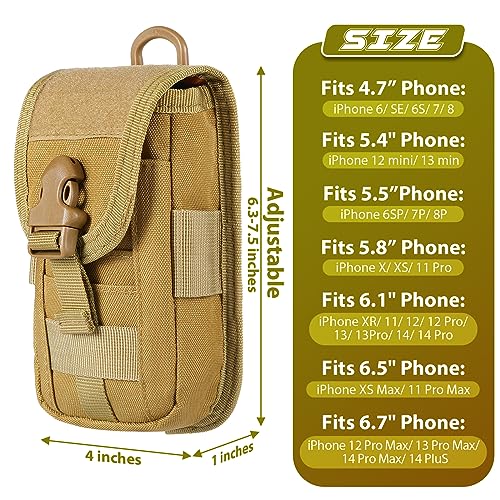 SOWHUP Tactical Molle Pouch Cell Phone Pouch Holster Small Utility EDC Pouch Gadget Organizer Bag - color: Tan2