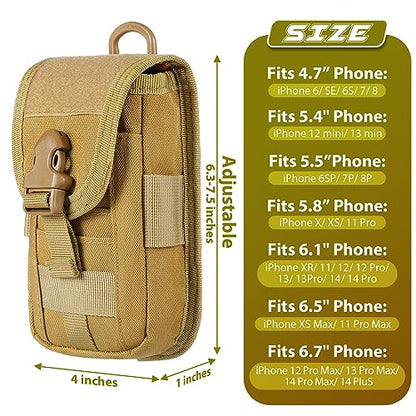 SOWHUP Tactical Molle Pouch Cell Phone Pouch Holster Small Utility EDC Pouch Gadget Organizer Bag - color: Tan2