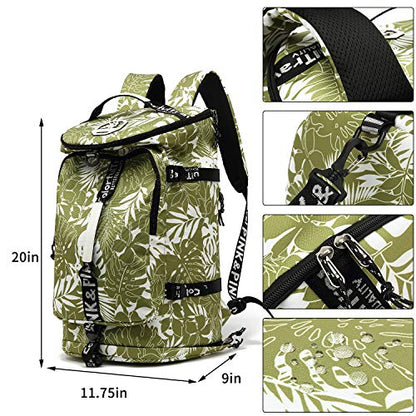 Kalesi Gym Duffle Bag Backpack 4-Way Waterproof with Shoes Compartment for travel Sport Hiking laptop (olive-green) - color: Olive-green