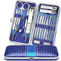 Teamkio 18pcs Manicure Set Pedicure Nail Clippers Set Travel Hygiene Kit Stainless Steel Professional Cutter Care Set Scissor Tweezers Knife Ear Pick Tools Grooming Kits with Leather Case - color: Blue