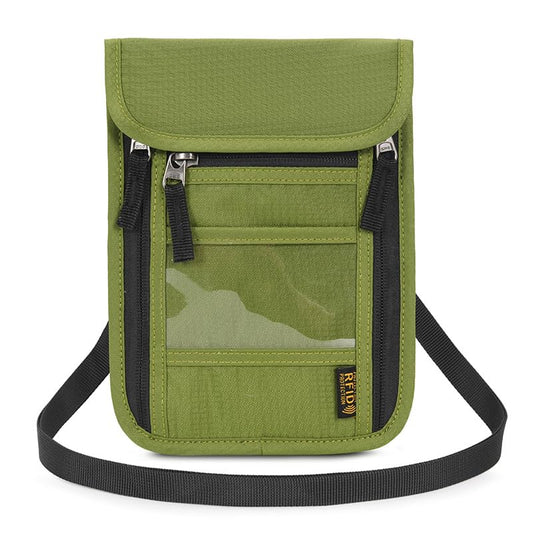 Passport Holder for Travel, Neck Pouch Travel Wallet With RFID Blocking, Waterproof Lightweight Passport Wallet for Women and Men (Green) - color: Green