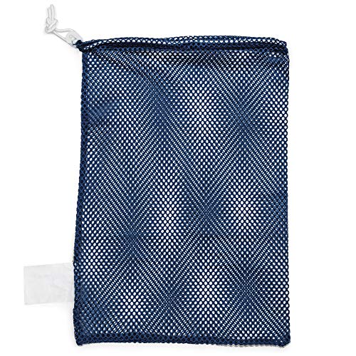 Champion Sports Mesh Equipment Bag – Heavy-Duty Nylon Drawstring Bag with Lock & ID Tag, Breathable Storage Sack for Balls, Swim Gear, Laundry & Toys, Multiple Sizes & Colors - color: Navy, size: 12" x 18"