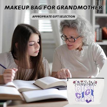 Mimi Gigi Makeup Cosmetics Bags Gifts for Grandma Nana Travel Toiletry Bag from Granddaughter Grandson Nana Granny Makeup Pouch Grandma Grandmother Birthday Small Canvas Storage Bag Gifts - color: Gigi