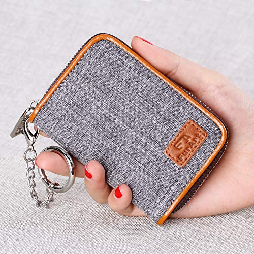 FurArt Zipper Wallet Women, RFID Blocking Credit Card Wallet, Business Card Holder, Compact Size KeyChain Wallet - color: Dark Gray