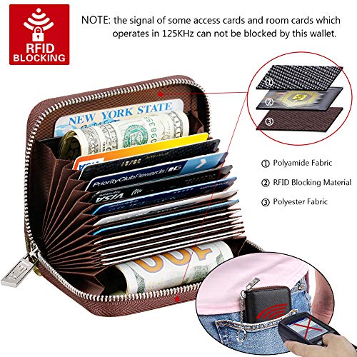 FurArt Zipper Wallet Women, RFID Blocking Credit Card Wallet, Business Card Holder, Compact Size KeyChain Wallet - color: Black