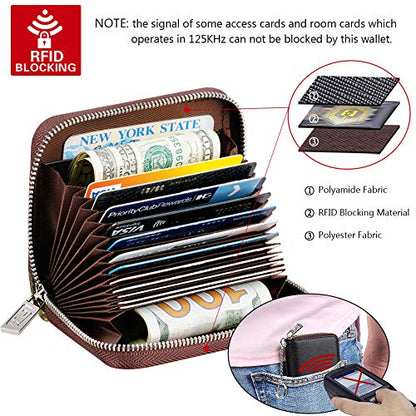 FurArt Zipper Wallet Women, RFID Blocking Credit Card Wallet, Business Card Holder, Compact Size KeyChain Wallet - color: Black