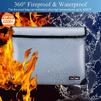 Fireproof Waterproof Money Document Bag - with 4200°F Heat Insulated Safe Storage Pouch with Zipper Upgraded 8 Layers of Functional Material for Valuables (13.9"x10.6" Gray) - size: 13.9"x10.6"