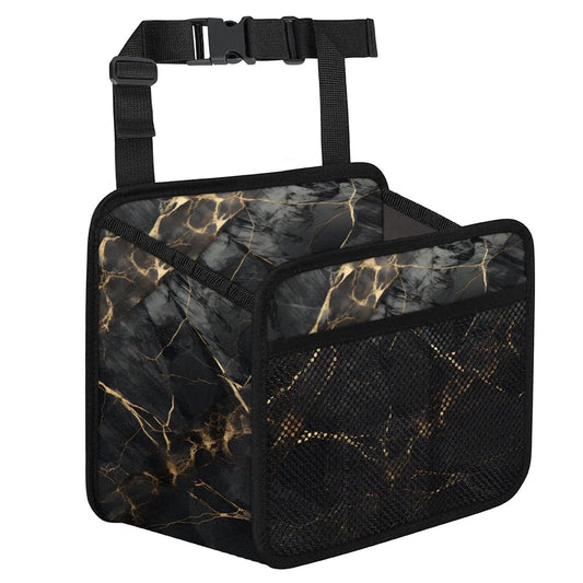Car Backseat Organizer, PU Leather Back of Seat Cars Hanging Organizer with Pockets Leakproof Car Garbage Bag Hanging Cars Seat Storage Box Travel Accessories Foldable (Marble Black) - color: Marble Black