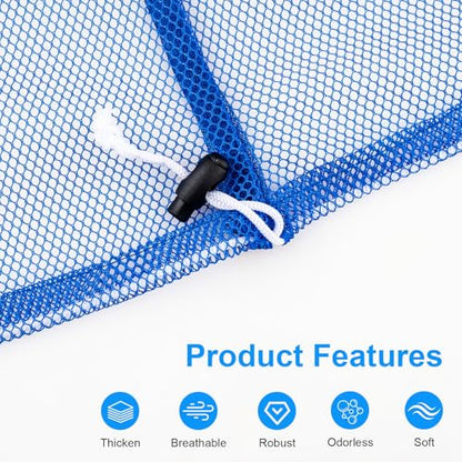 2 Pack Large Mesh Laundry Bags, 24" x 36" Heavy Duty Strong Drawstring Dirty Clothes Bags with Soft Breathable Net, Machine Washable Laundry Bag for College, Dorm, Camp, Travel and Family Use(Blue) - color: Blue