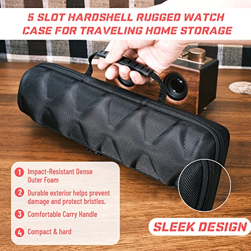 5 slots Watch travel case, hard watch storage organizer box with soft foam insert, watch holder, fit up to 55mm face watch - size: 5 INSERT