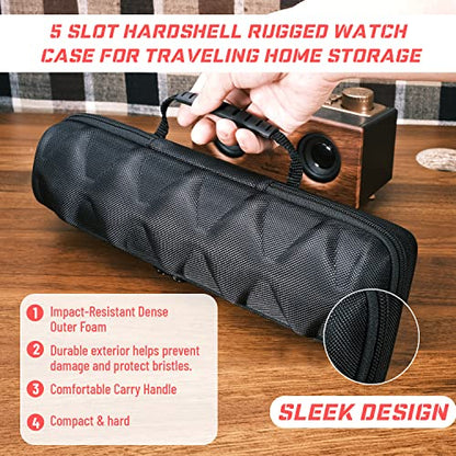 5 slots Watch travel case, hard watch storage organizer box with soft foam insert, watch holder, fit up to 55mm face watch - size: 5 INSERT