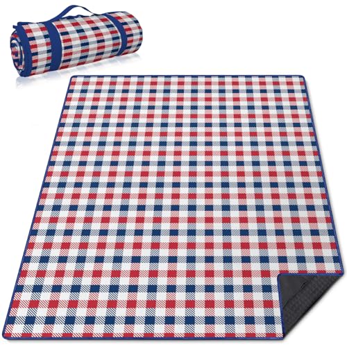 Independence Day Picnic Blankets Waterproof Foldable, Fourth of July Packable Picnic Mat Large Outdoor Blanket for Grass, Sandproof Picnic Accessories for Festival Party Beach Tent Lawn - color: E01, size: 5' X 6'8" (Rectangular)